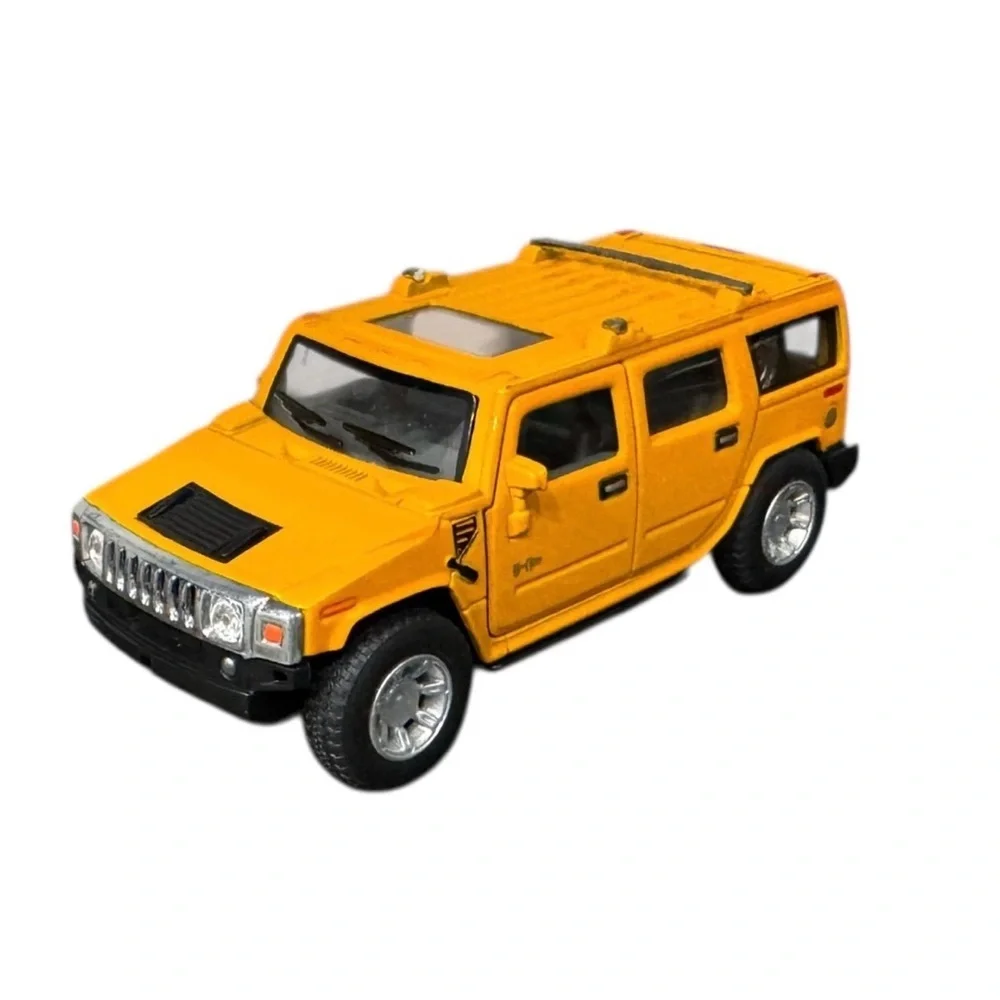 Two Diecast Pull Back & Rsce Vehicles: Kinsmart Hummer & School Bus